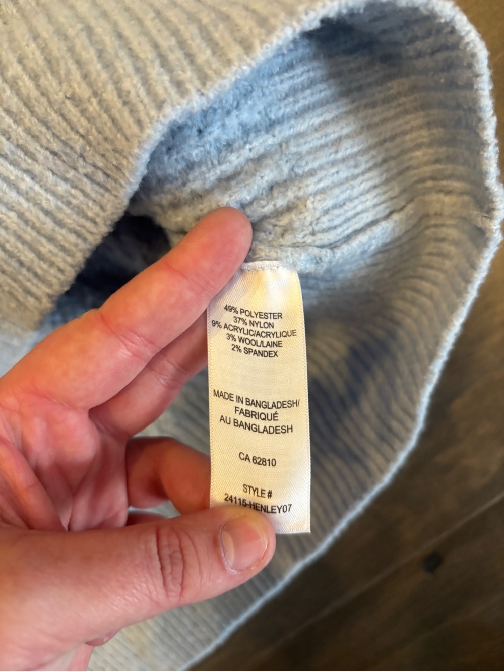 Ricki's Light Blue V-Neck Waffle Knit Collared Sweater - Picture 4 of 7